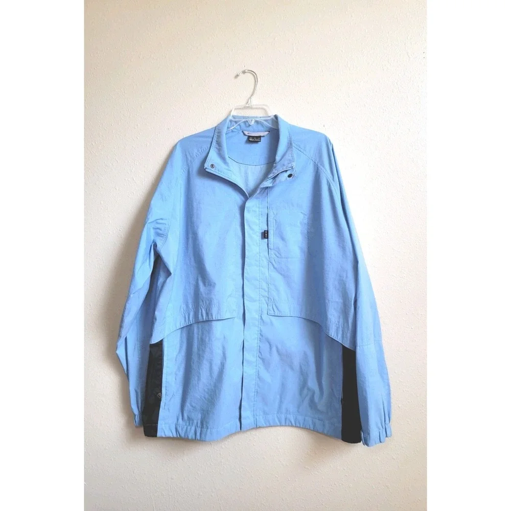 Nike Nylon Windbreaker Jacket Full Zip Pockets Light‎ Blue Sz XL